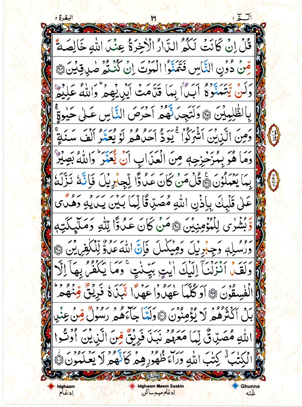 15 Lines Color Coded Al Quran Juz 1 Page 16