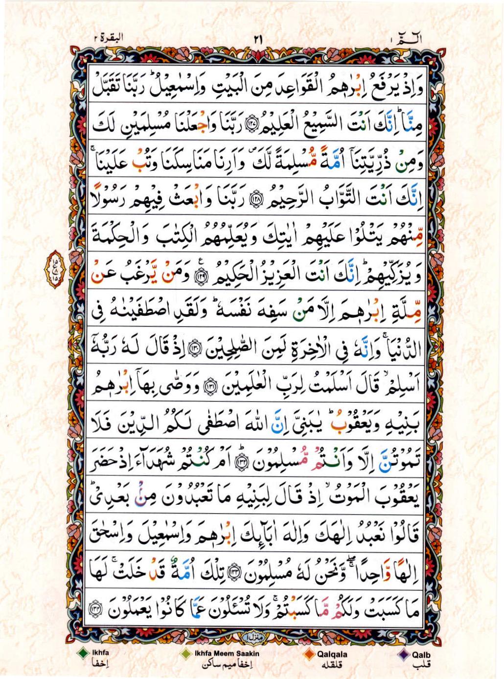 15 Lines Color Coded Al Quran Juz 1 Page 21