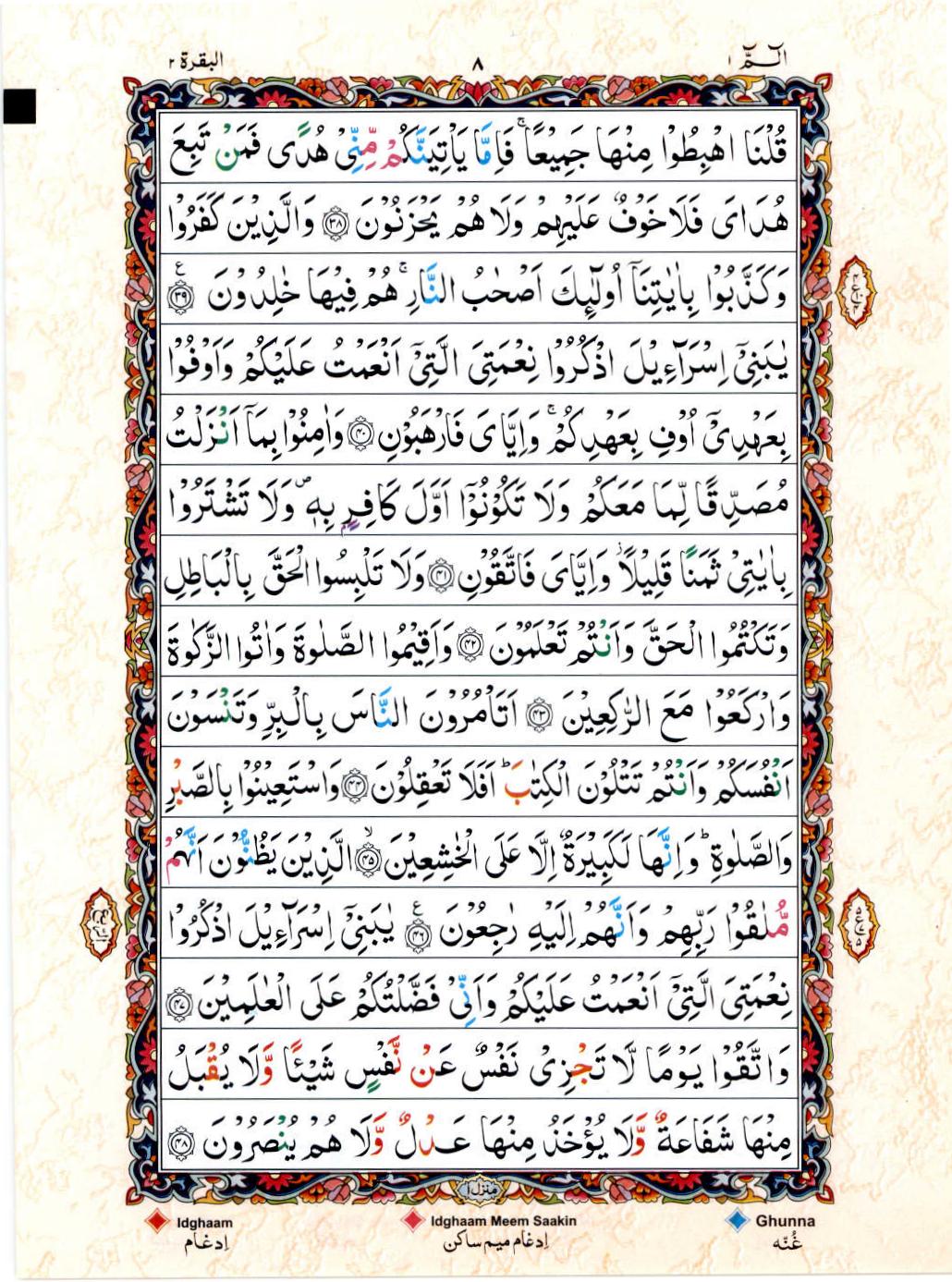 15 Lines Color Coded Al Quran Juz 1 Page 8