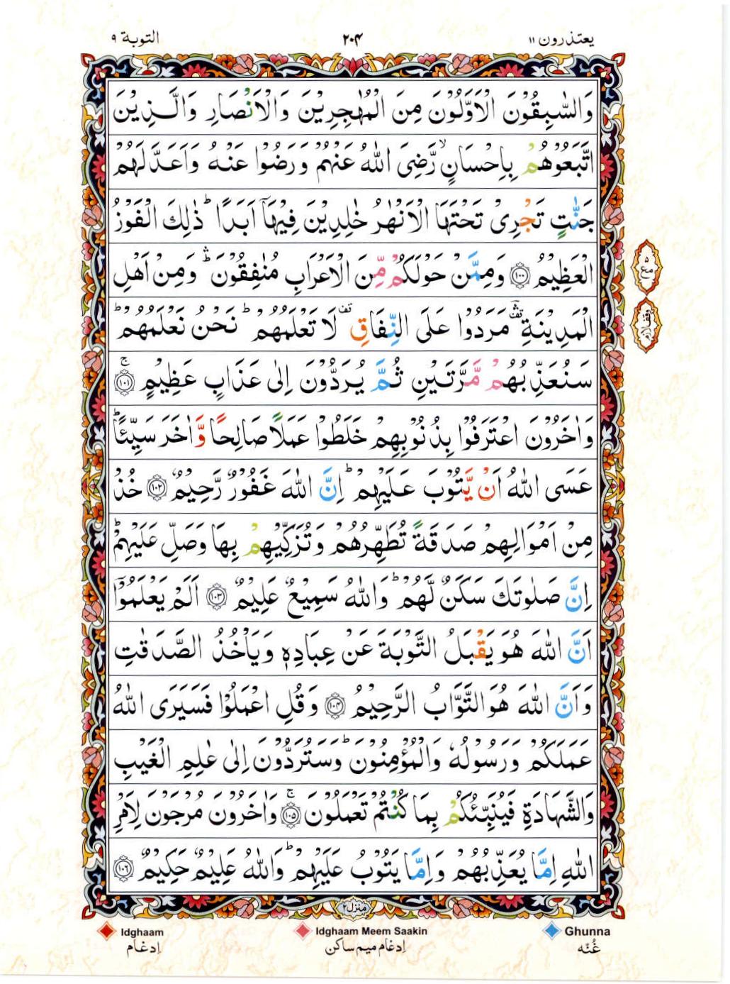 15 Lines Color Coded Al Quran Juz 11 Page 204