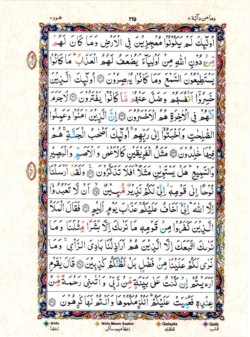 15 Lines Color Coded Al Quran Juz 12 Page 225