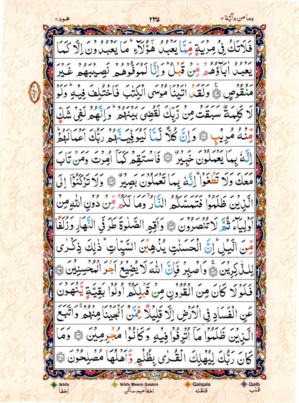 15 Lines Color Coded Al Quran Juz 12 Page 235