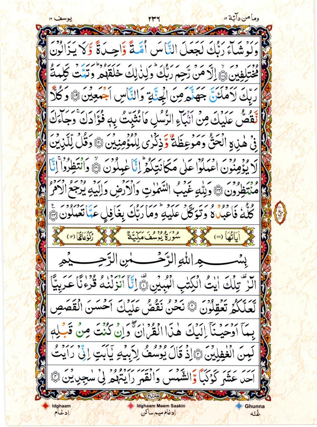 15 Lines Color Coded Al Quran Juz 12 Page 236