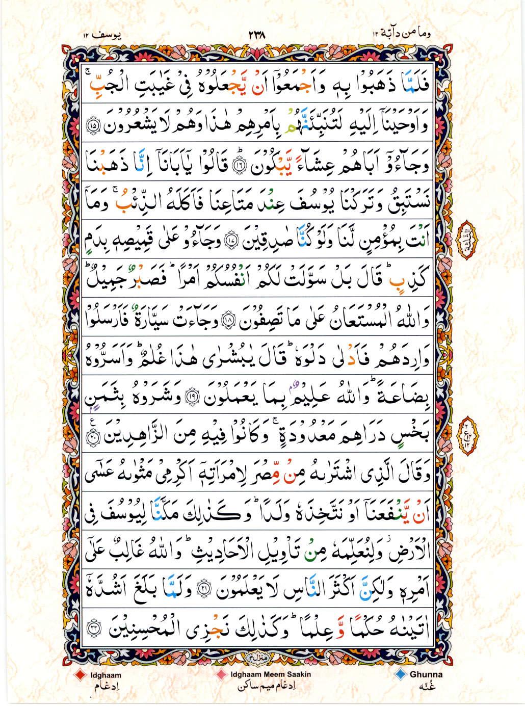 15 Lines Color Coded Al Quran Juz 12 Page 238