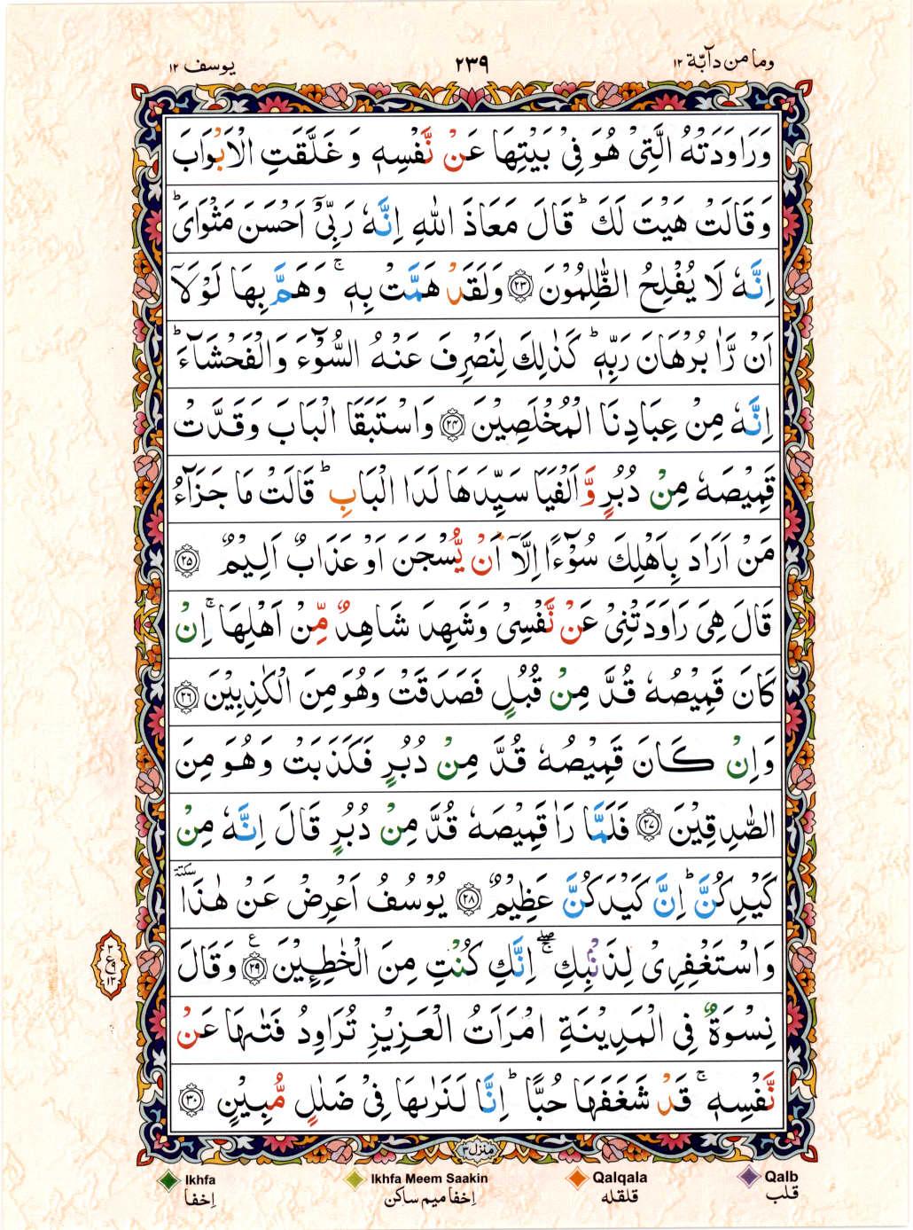 15 Lines Color Coded Al Quran Juz 12 Page 239