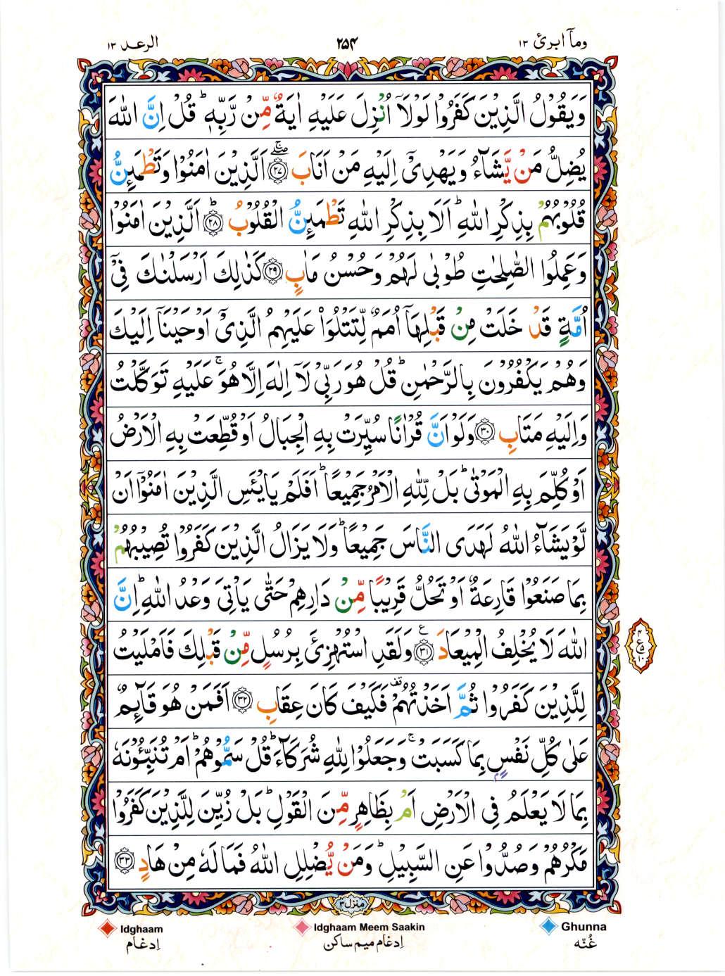 15 Lines Color Coded Al Quran Juz 13 Page 254