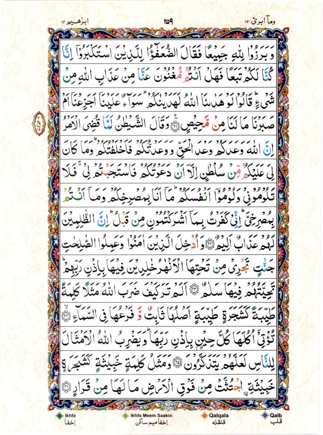 15 Lines Color Coded Al Quran Juz 13 Page 259