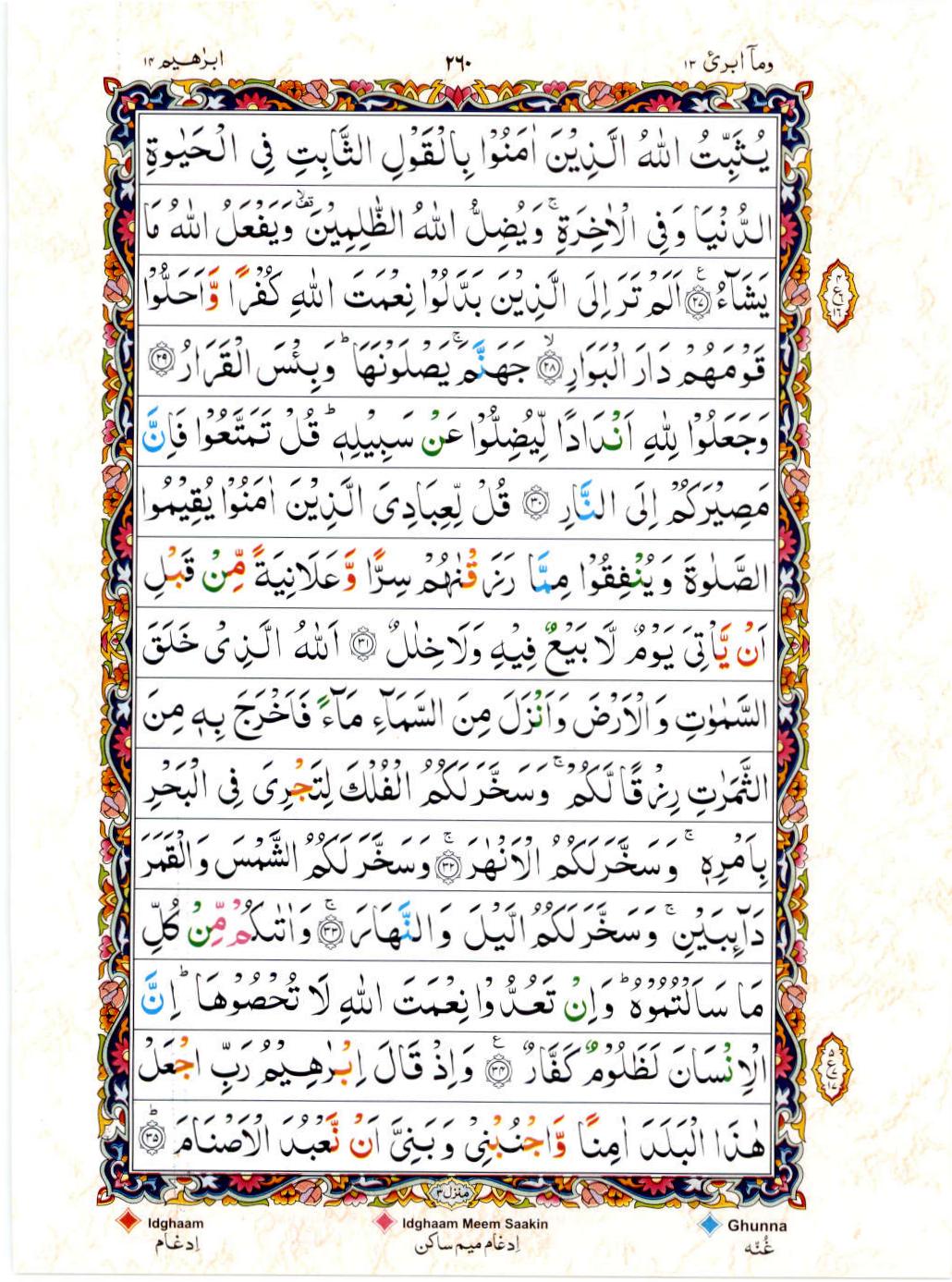 15 Lines Color Coded Al Quran Juz 13 Page 260