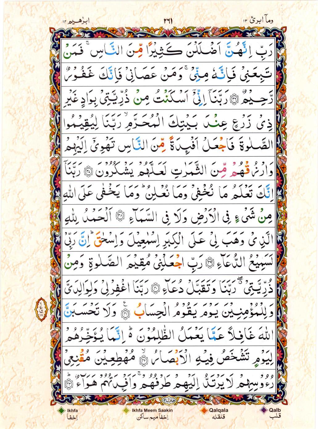 15 Lines Color Coded Al Quran Juz 13 Page 261