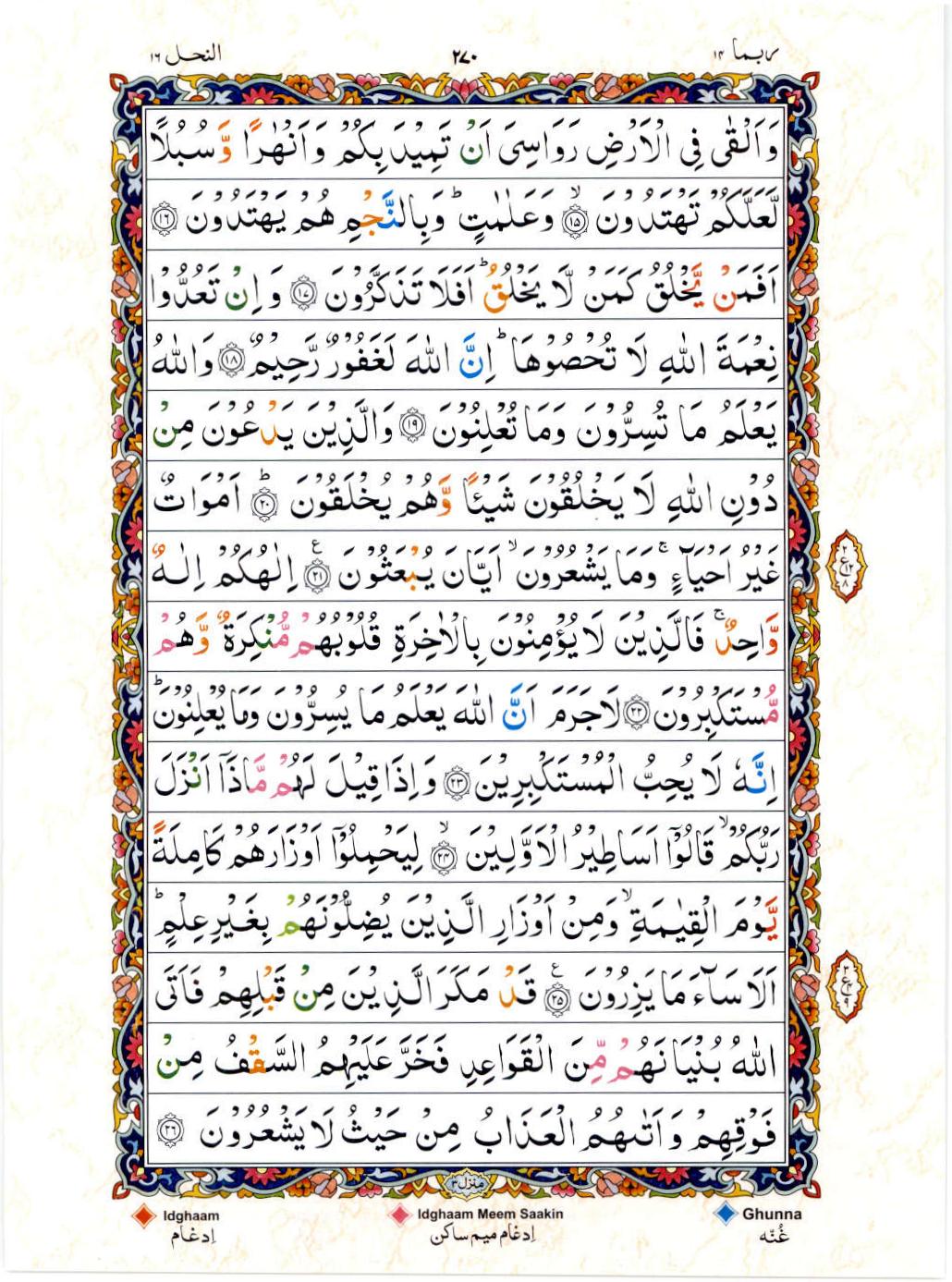 15 Lines Color Coded Al Quran Juz 14 Page 270