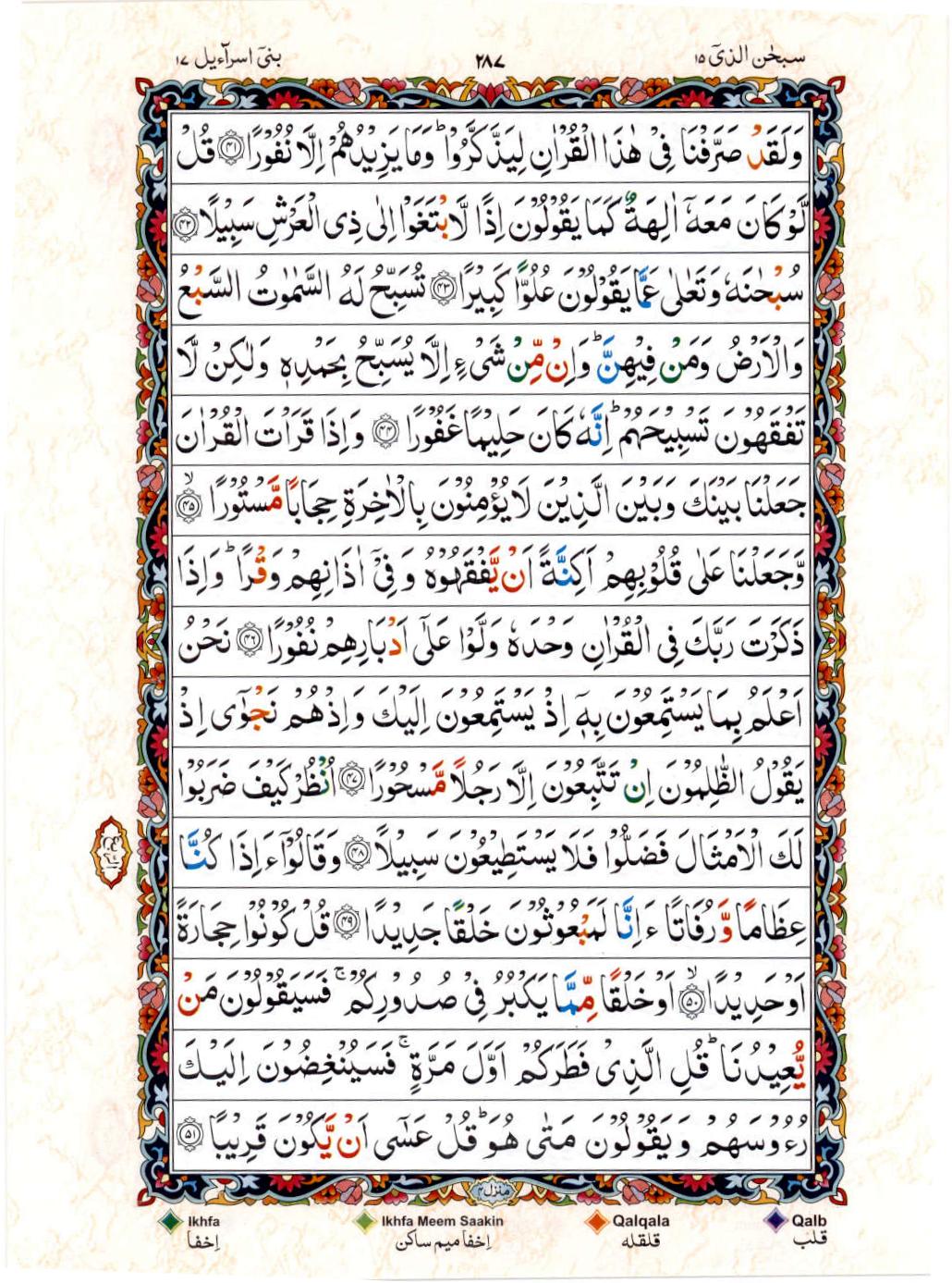 15 Lines Color Coded Al Quran Juz 15 Page 287