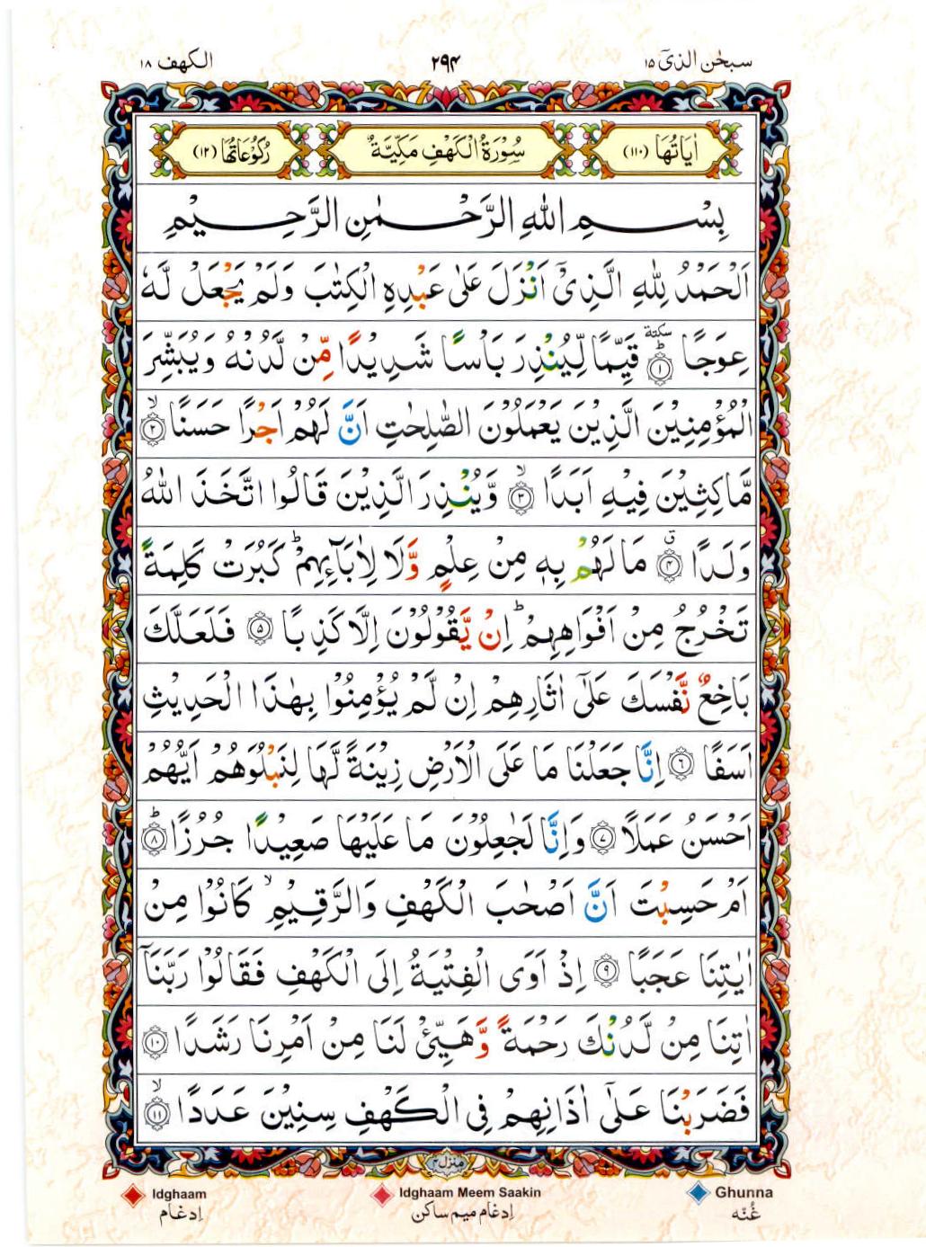 15 Lines Color Coded Al Quran Juz 15 Page 294