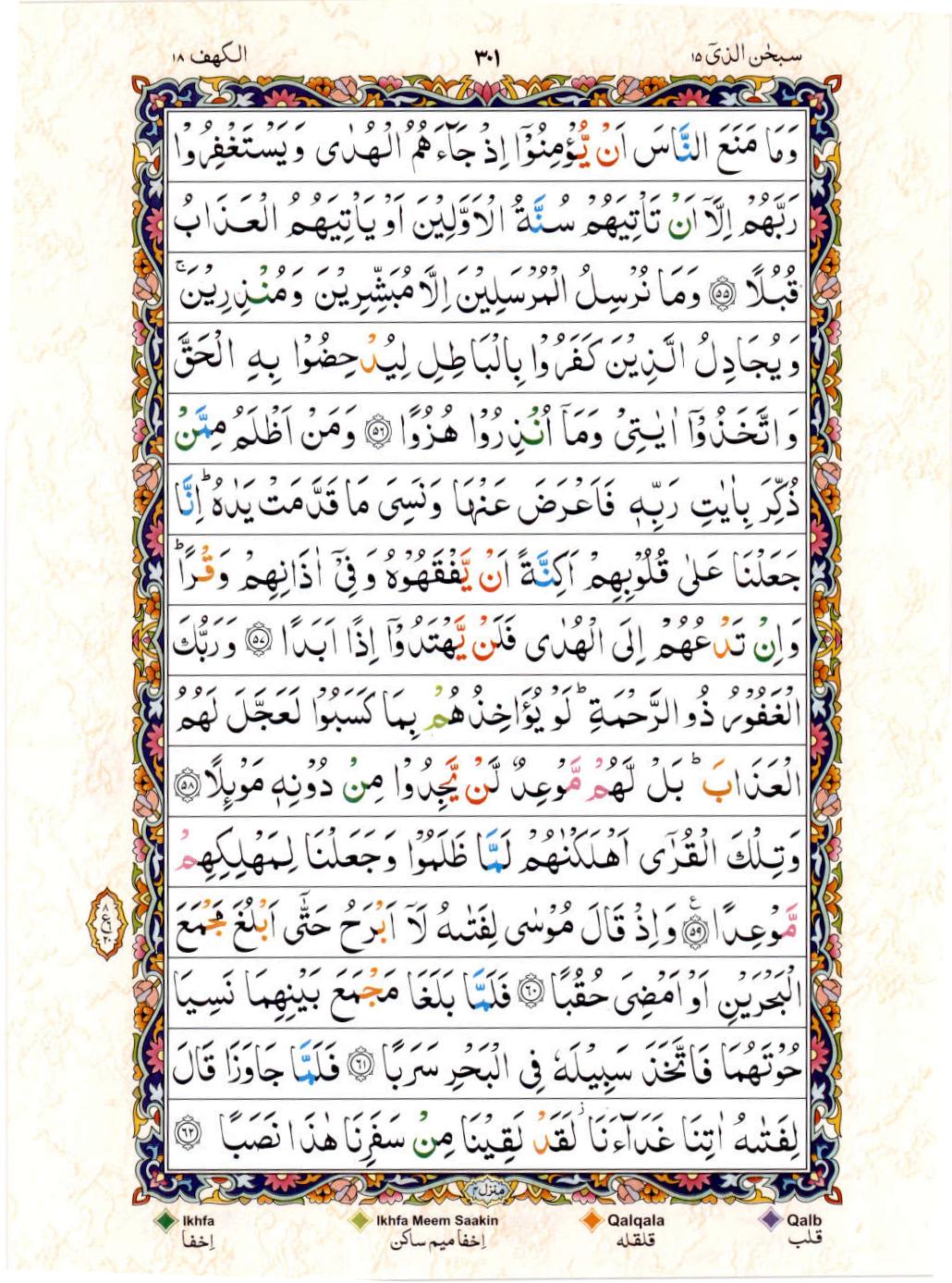 15 Lines Color Coded Al Quran Juz 15 Page 301