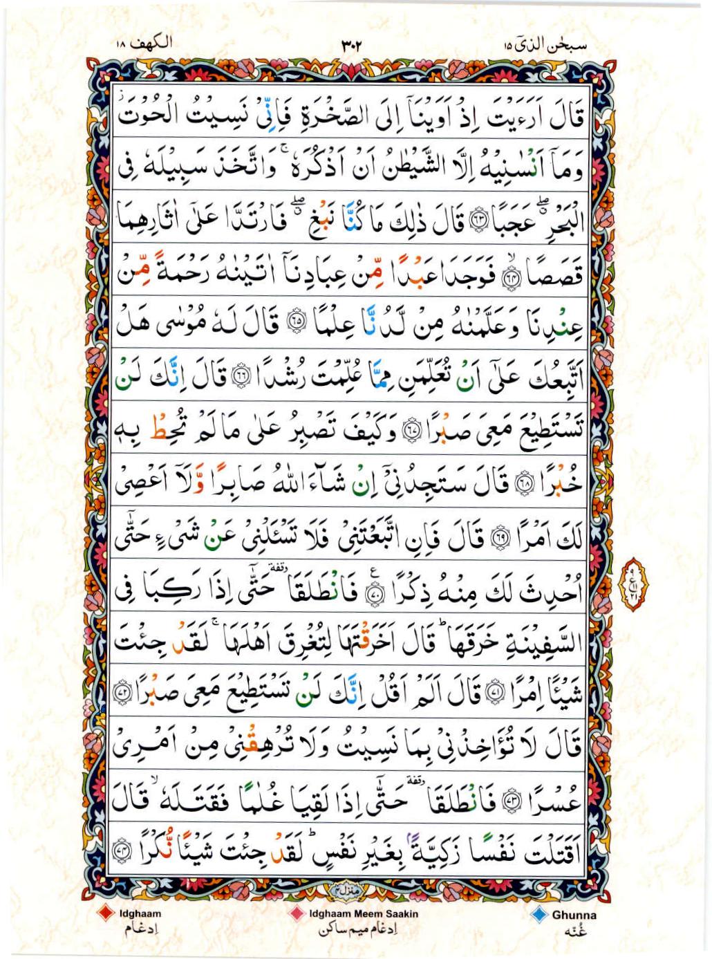 15 Lines Color Coded Al Quran Juz 15 Page 302