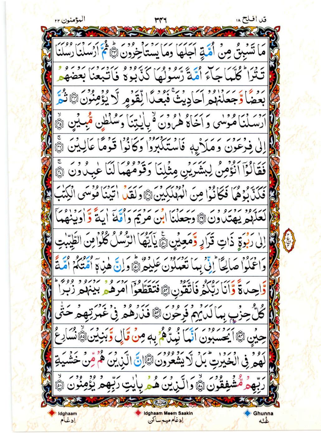 15 Lines Color Coded Al Quran Juz 18 Page 346