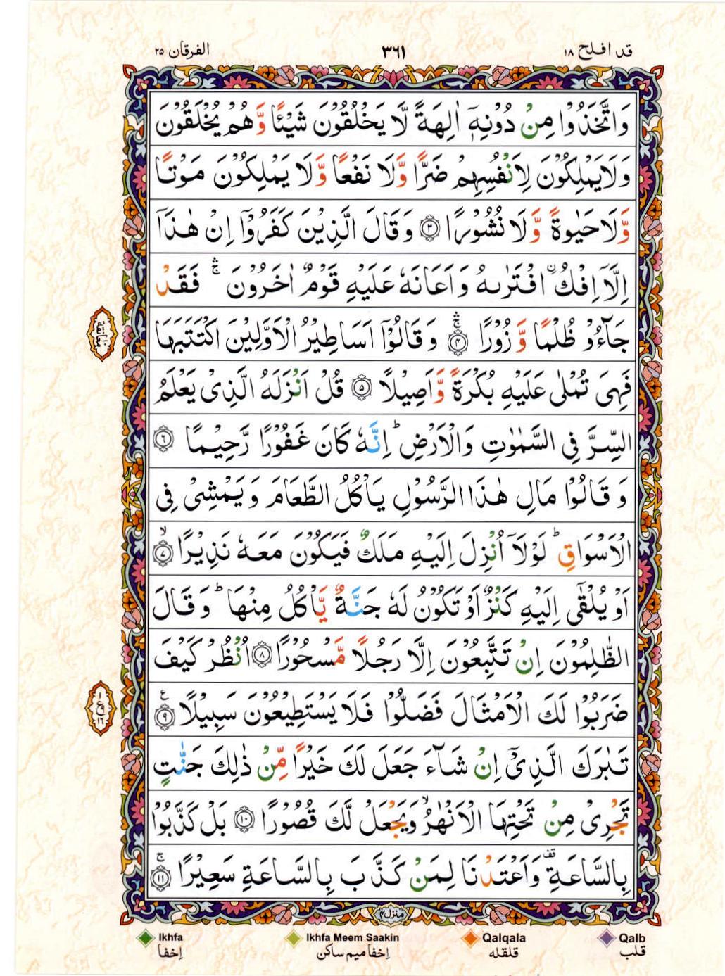 15 Lines Color Coded Al Quran Juz 18 Page 361