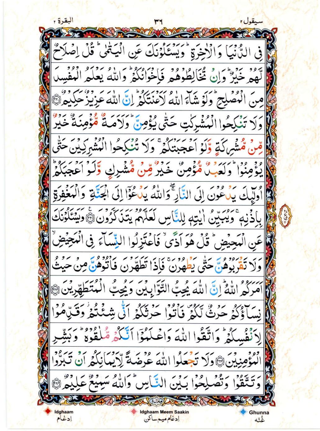 15 Lines Color Coded Al Quran Juz 2 Page 36