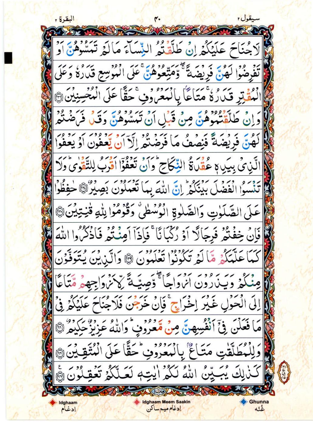 15 Lines Color Coded Al Quran Juz 2 Page 40