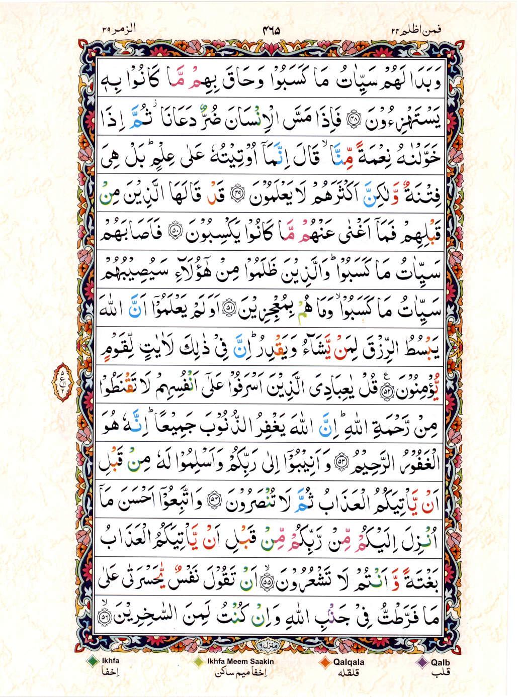 15 Lines Color Coded Al Quran Juz 24 Page 465