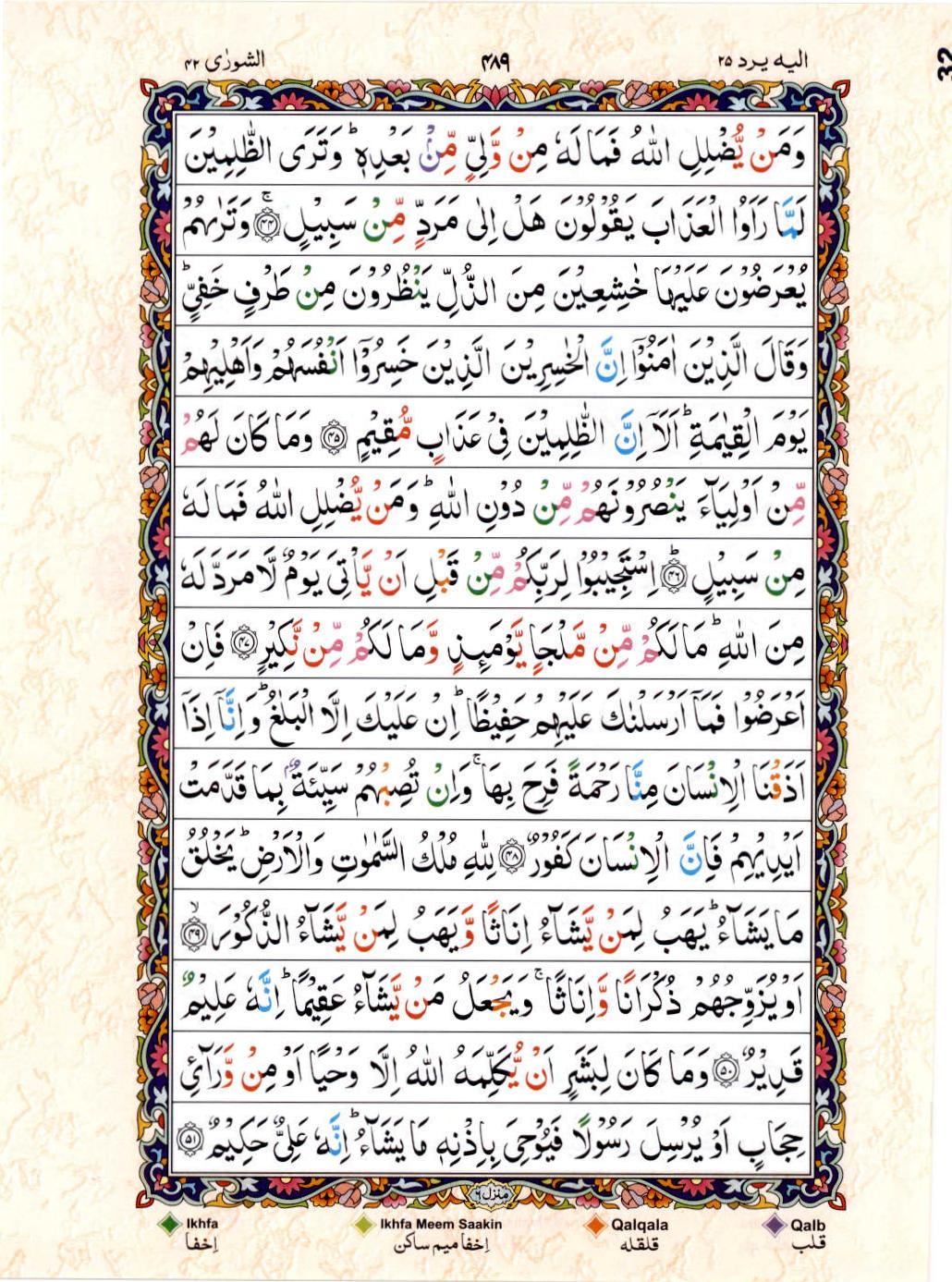 15 Lines Color Coded Al Quran Juz 25 Page 489