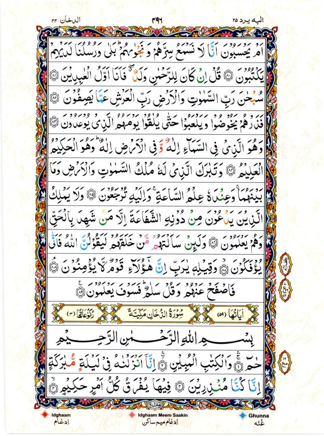 15 Lines Color Coded Al Quran Juz 25 Page 496