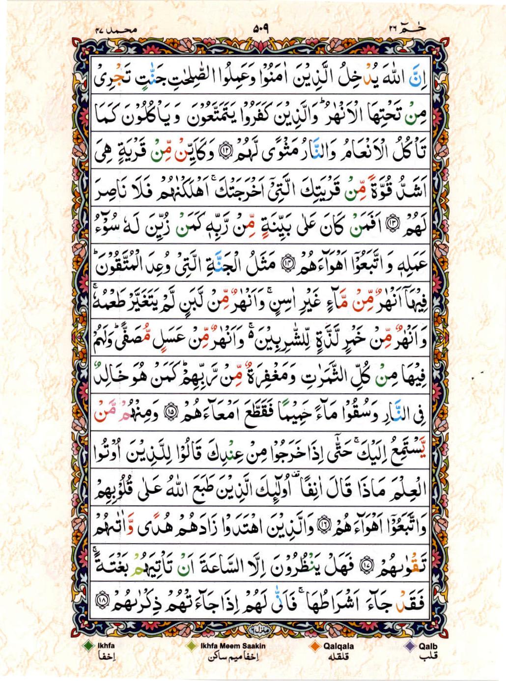 15 Lines Color Coded Al Quran Juz 26 Page 509