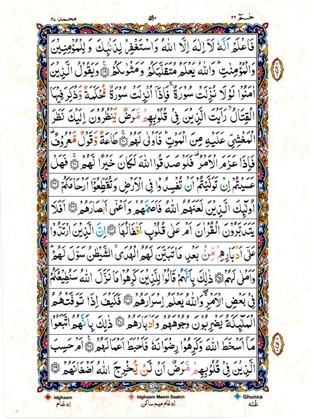 15 Lines Color Coded Al Quran Juz 26 Page 510