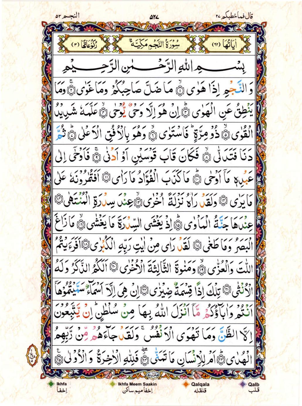 15 Lines Color Coded Al Quran Juz 27 Page 527