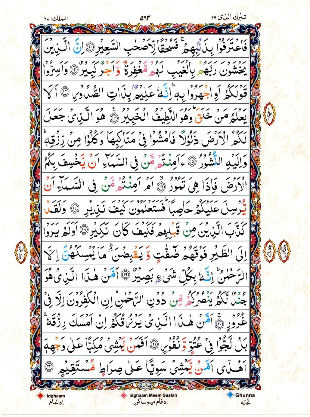 15 Lines Color Coded Al Quran Juz 29 Page 564