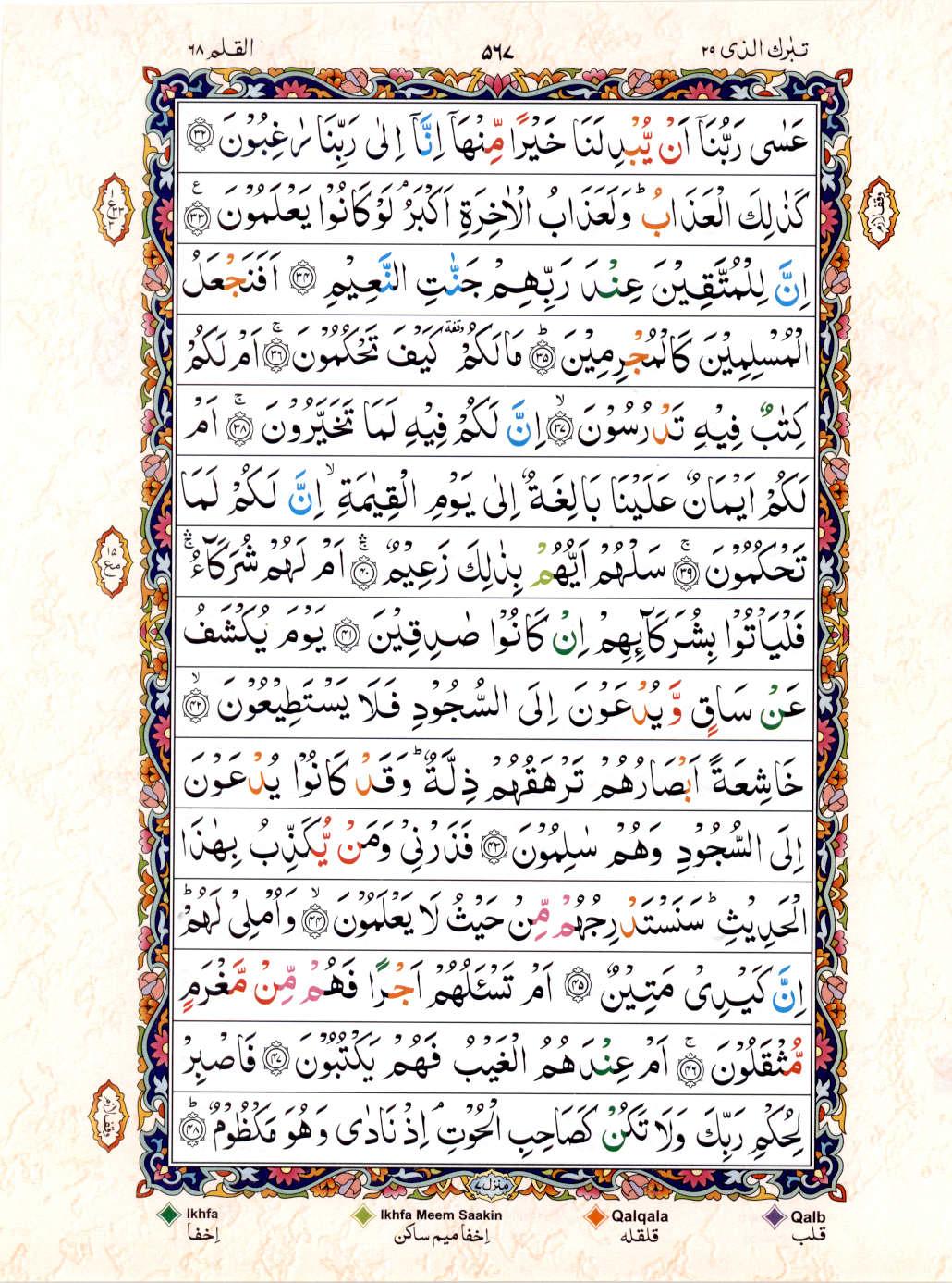 15 Lines Color Coded Al Quran Juz 29 Page 567