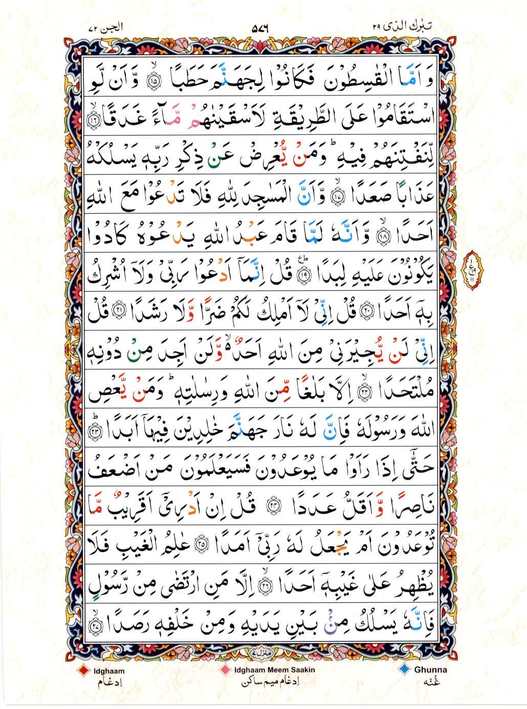 15 Lines Color Coded Al Quran Juz 29 Page 576