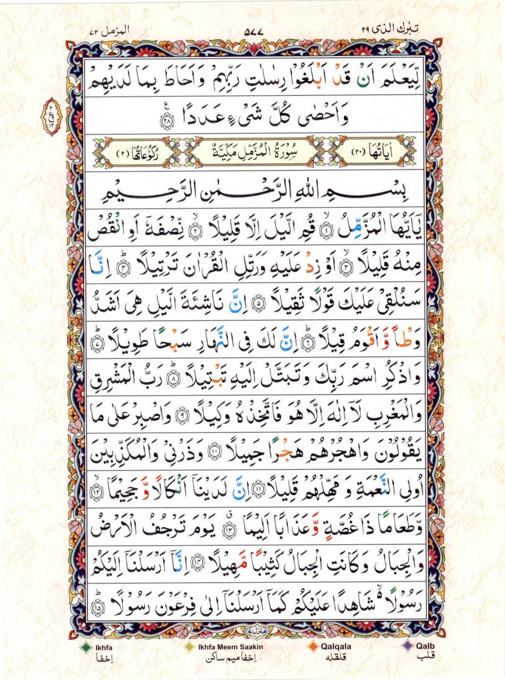 15 Lines Color Coded Al Quran Juz 29 Page 577