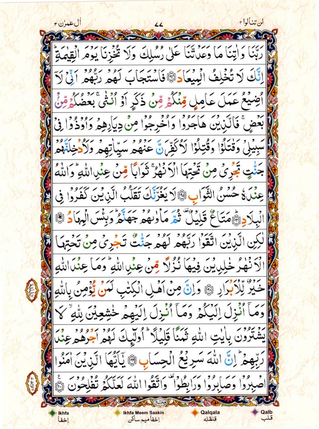 15 Lines Color Coded Al Quran Juz 4 Page 77