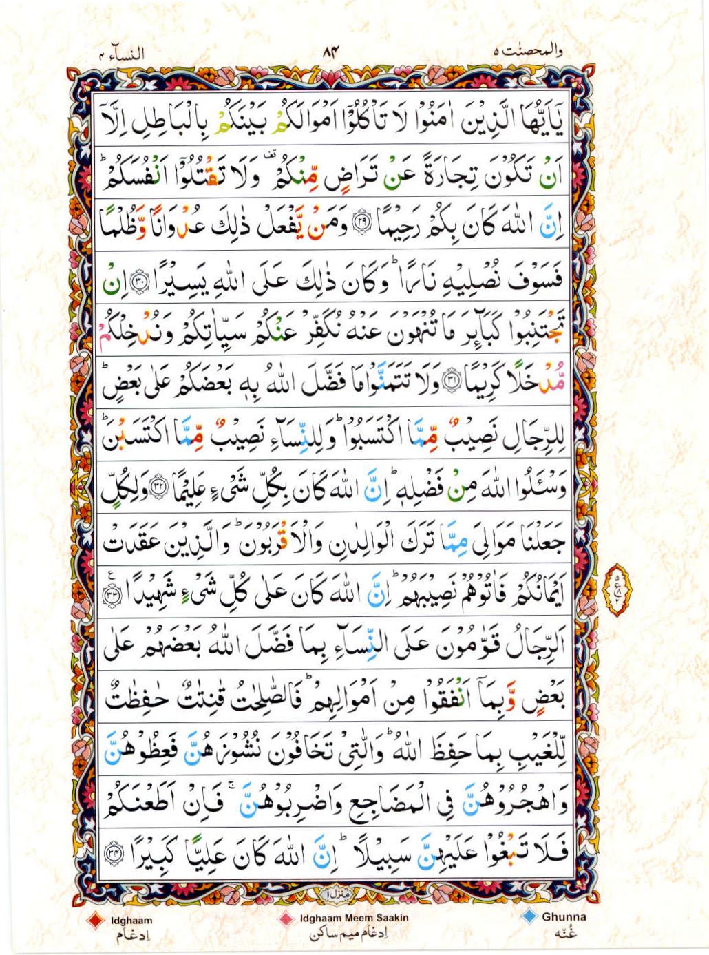 15 Lines Color Coded Al Quran Juz 5 Page 84