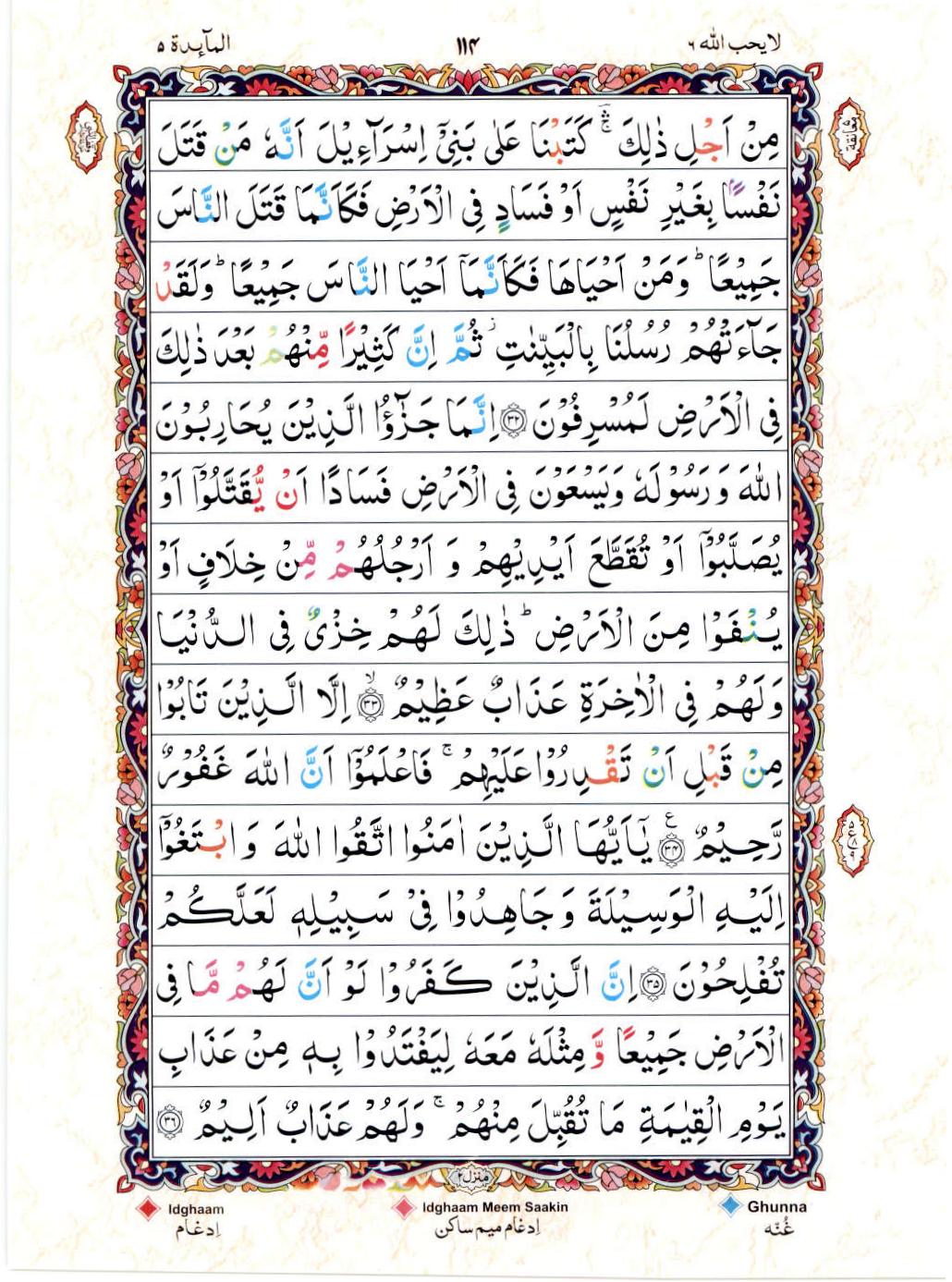 15 Lines Color Coded Al Quran Juz 6 Page 114