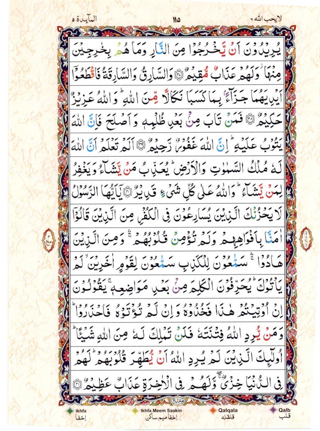 15 Lines Color Coded Al Quran Juz 6 Page 115