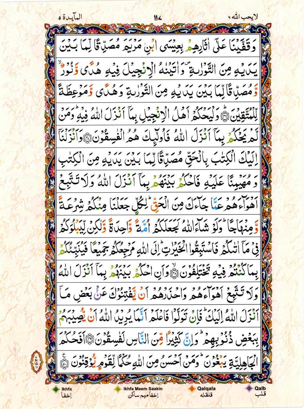 15 Lines Color Coded Al Quran Juz 6 Page 117