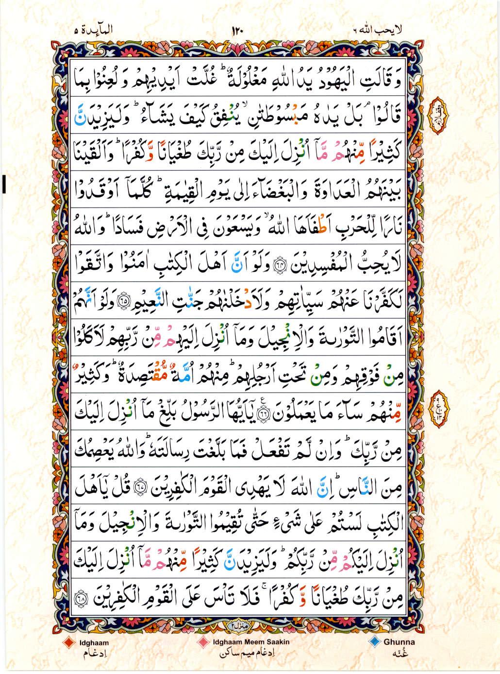 15 Lines Color Coded Al Quran Juz 6 Page 120