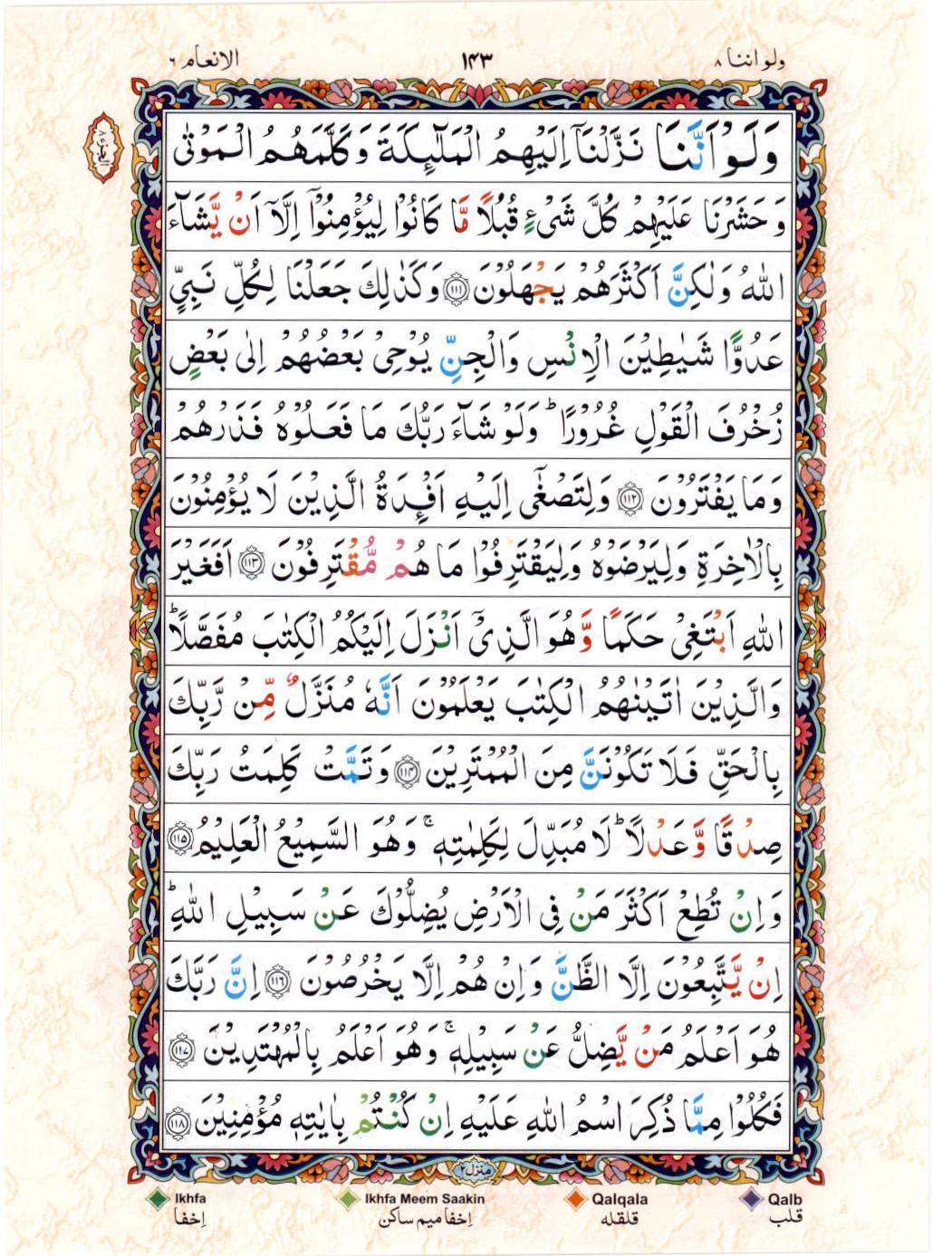 15 Lines Color Coded Al Quran Juz 8 Page 143