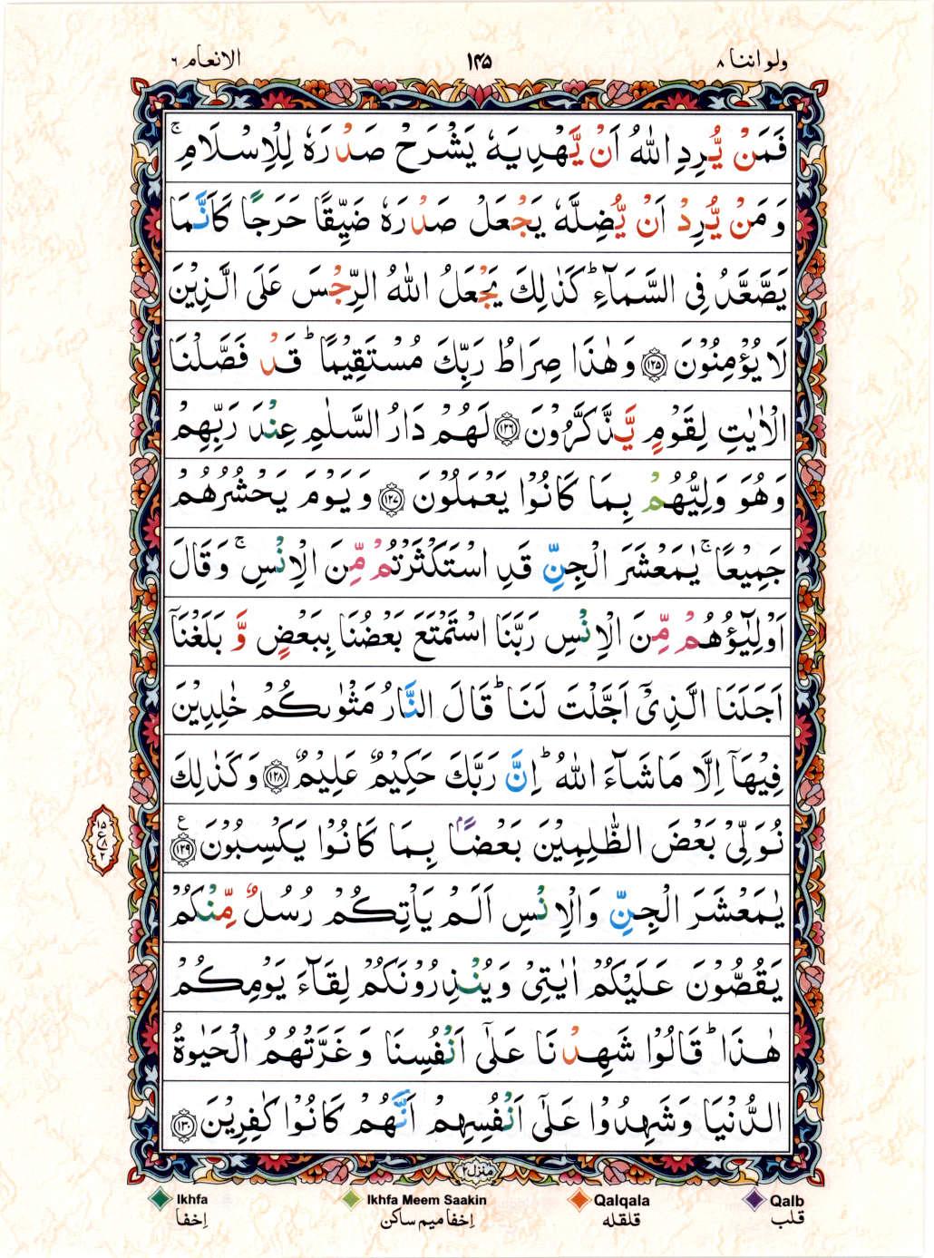 15 Lines Color Coded Al Quran Juz 8 Page 145