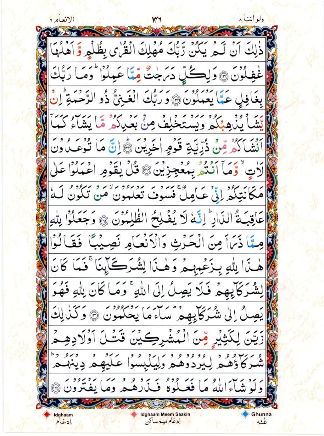 15 Lines Color Coded Al Quran Juz 8 Page 146