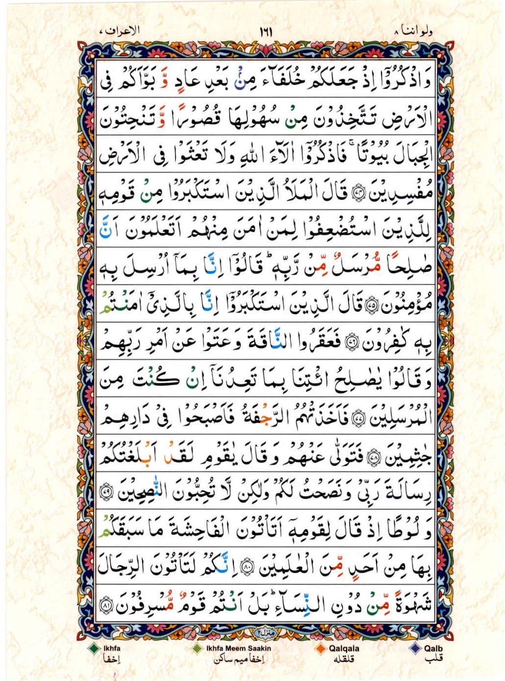 15 Lines Color Coded Al Quran Juz 8 Page 161