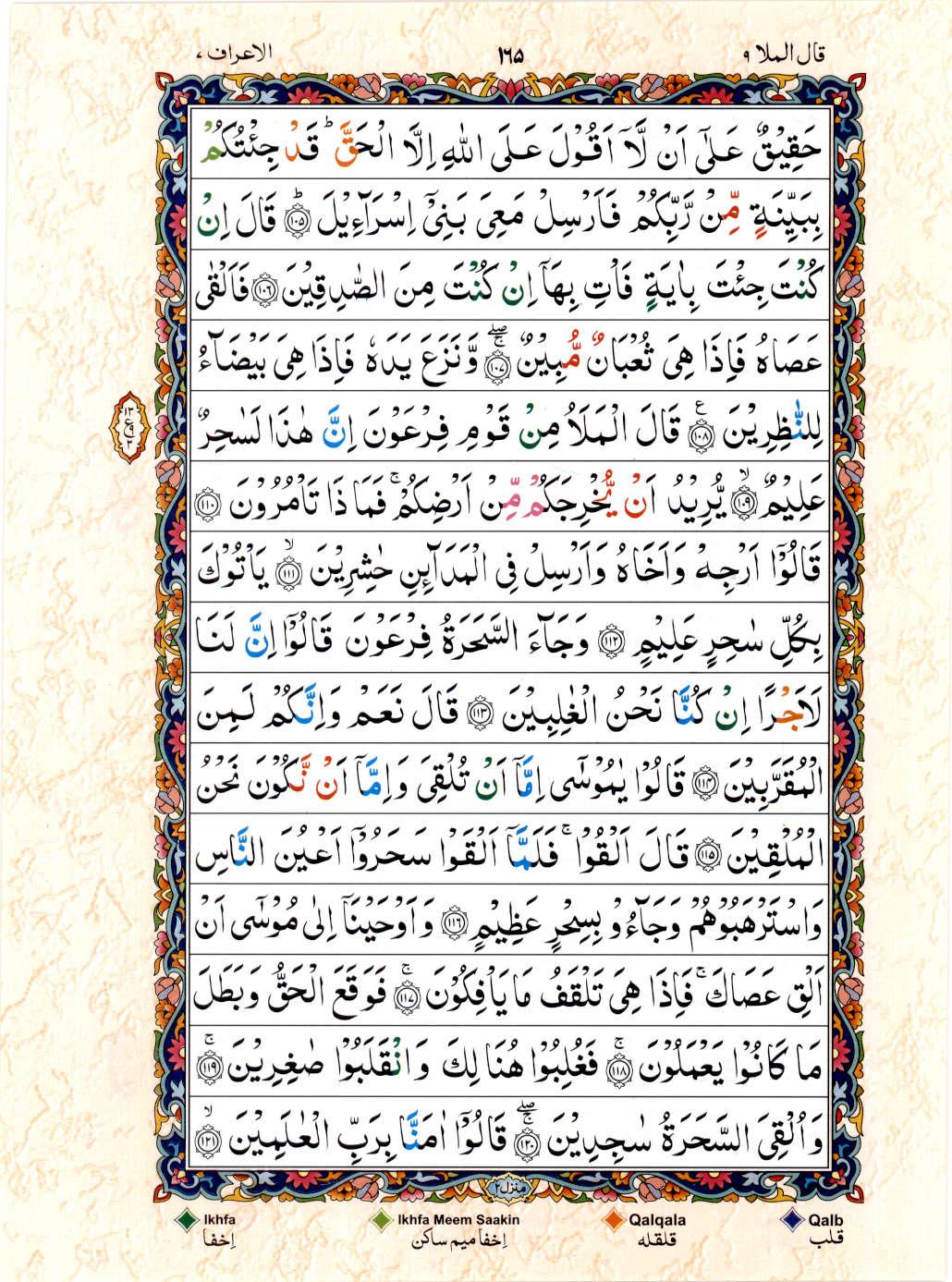 15 Lines Color Coded Al Quran Juz 9 Page 165