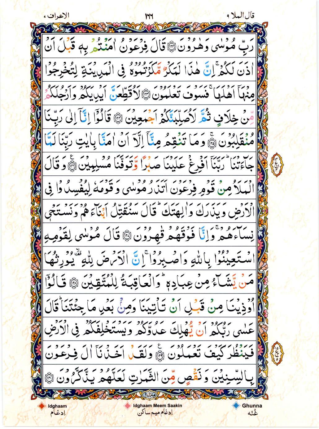 15 Lines Color Coded Al Quran Juz 9 Page 166