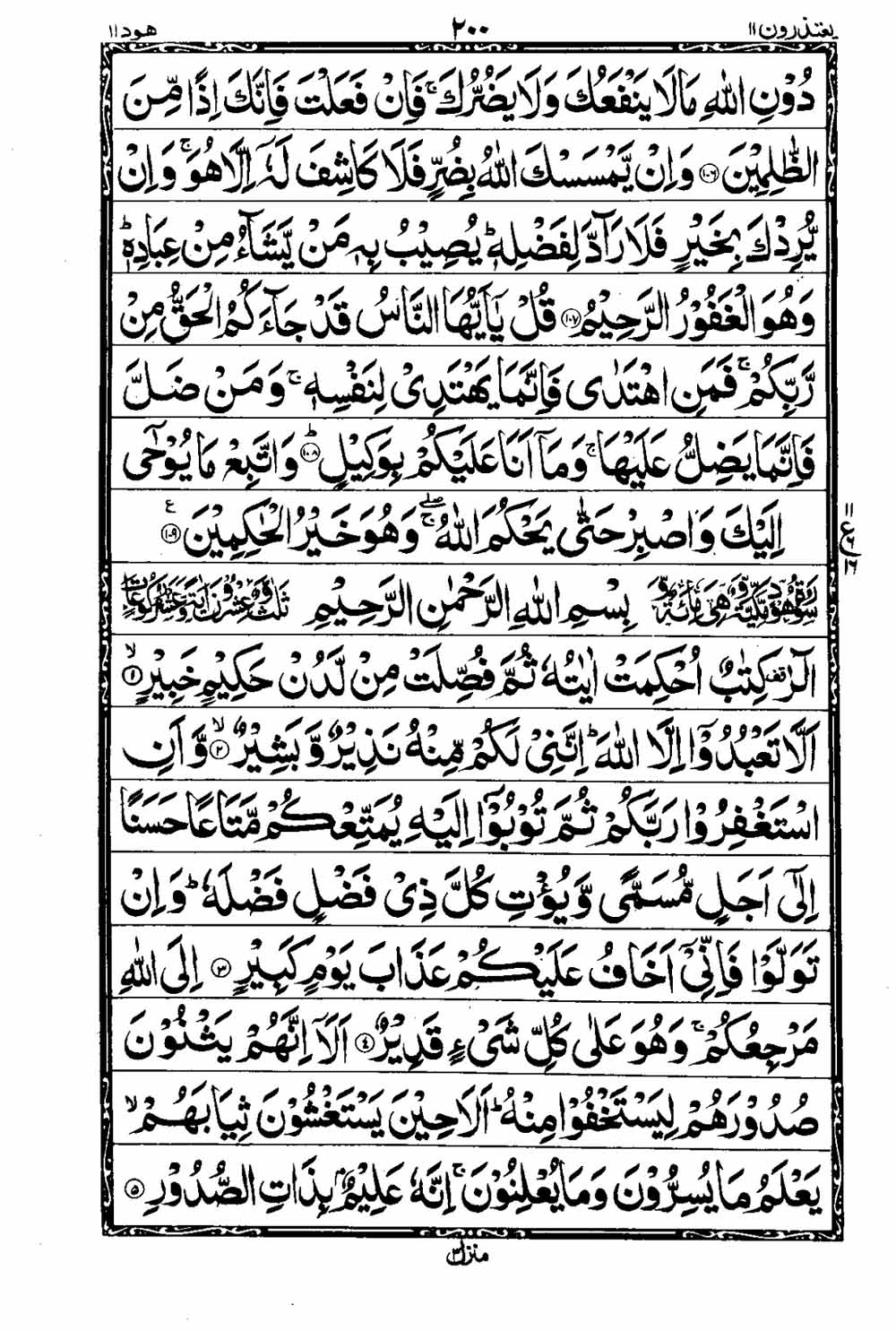 16 Lines Al Quran Part 11 Page 201