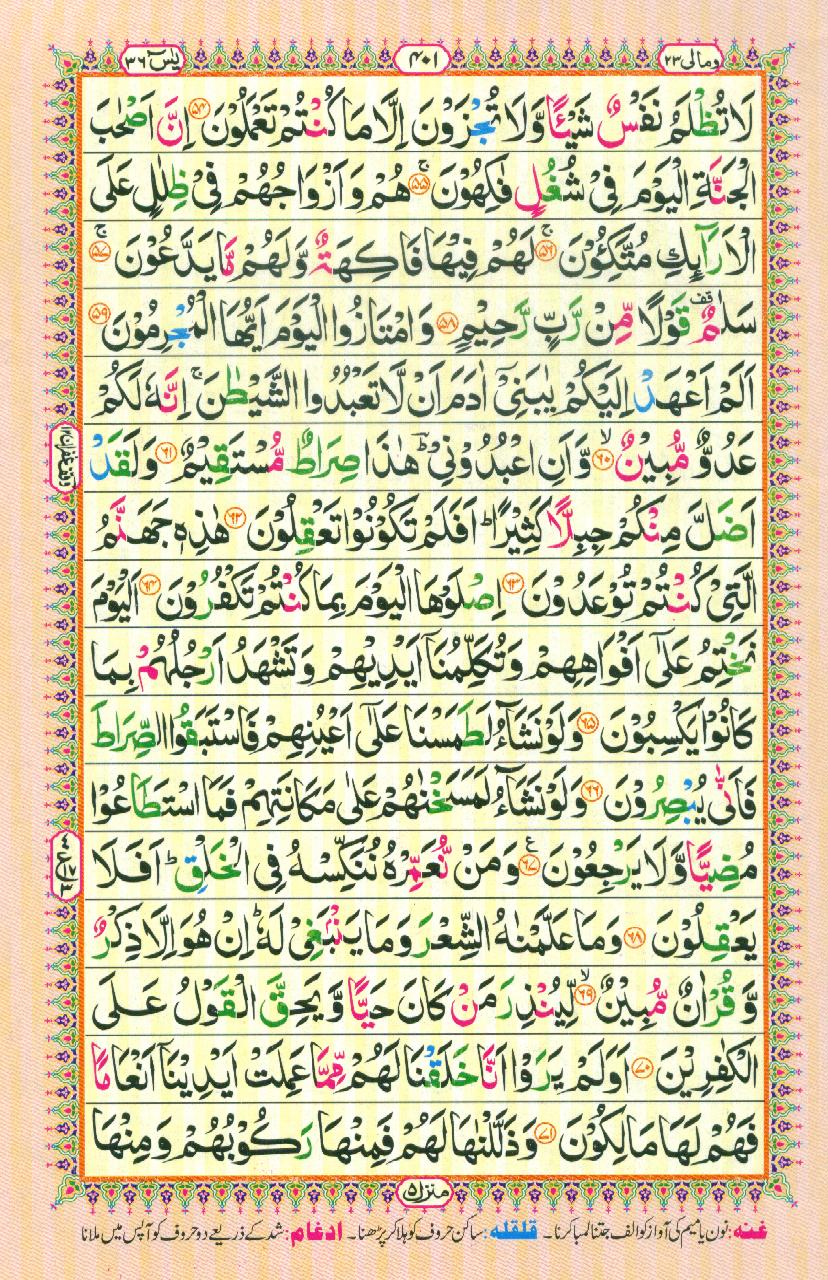16 Lines Color Coded Al Quran Parah 23 Page 401