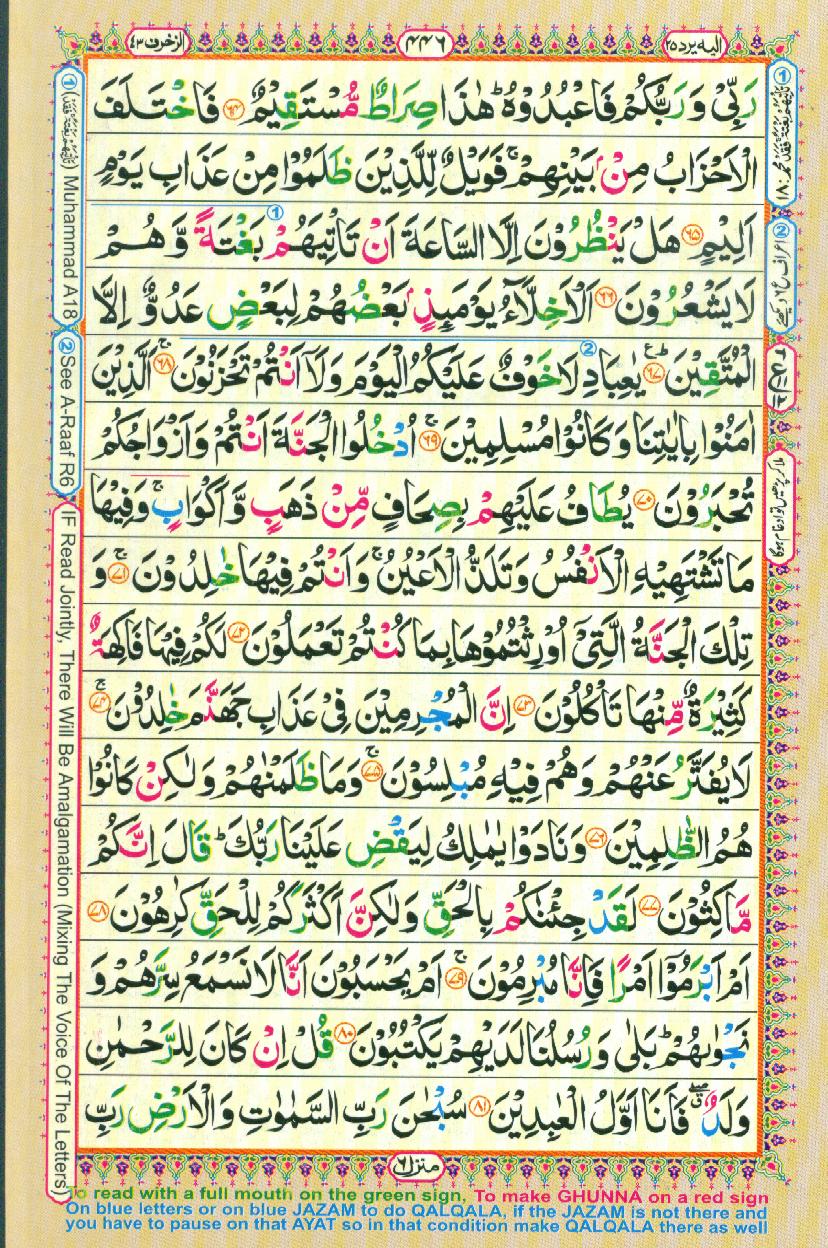 16 Lines Color Coded Al Quran Parah 25 Page 446