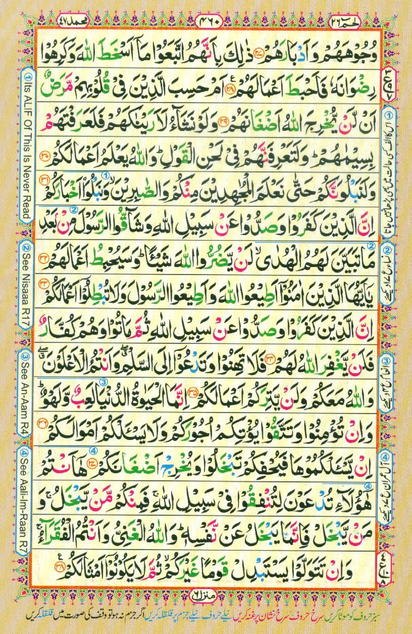16 Lines Color Coded Al Quran Parah 26 Page 460