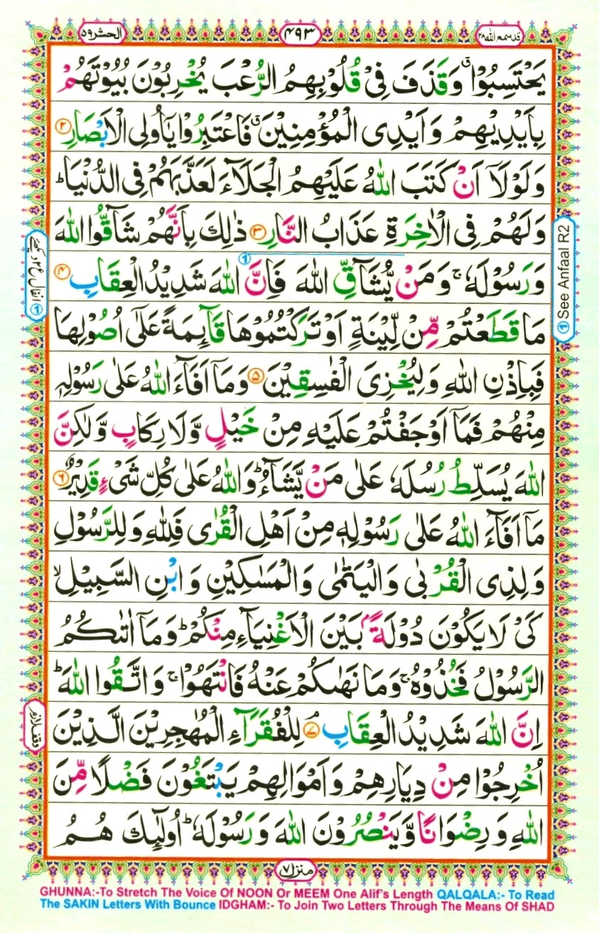 16 Lines Color Coded Al Quran Parah 28 Page 493