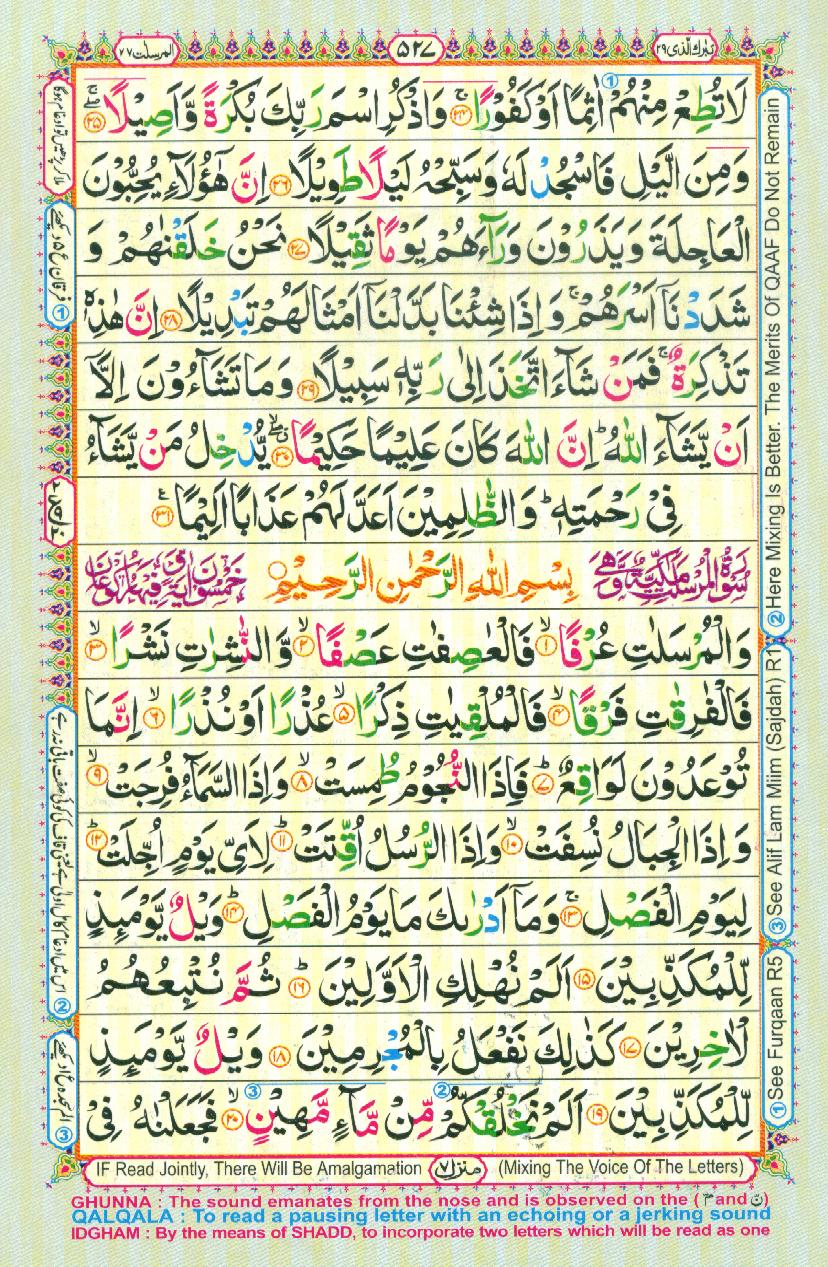 16 Lines Color Coded Al Quran Parah 29 Page 527